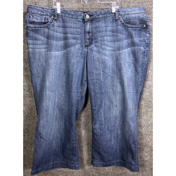 Kut from the Kloth Denim - KUT From the Kloth Womens Blue Denim Crop Flare Jeans Plus Size 24W